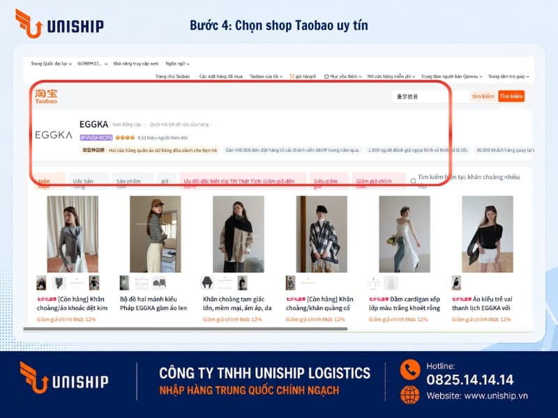 Bước 4: Chọn shop Taobao uy tín