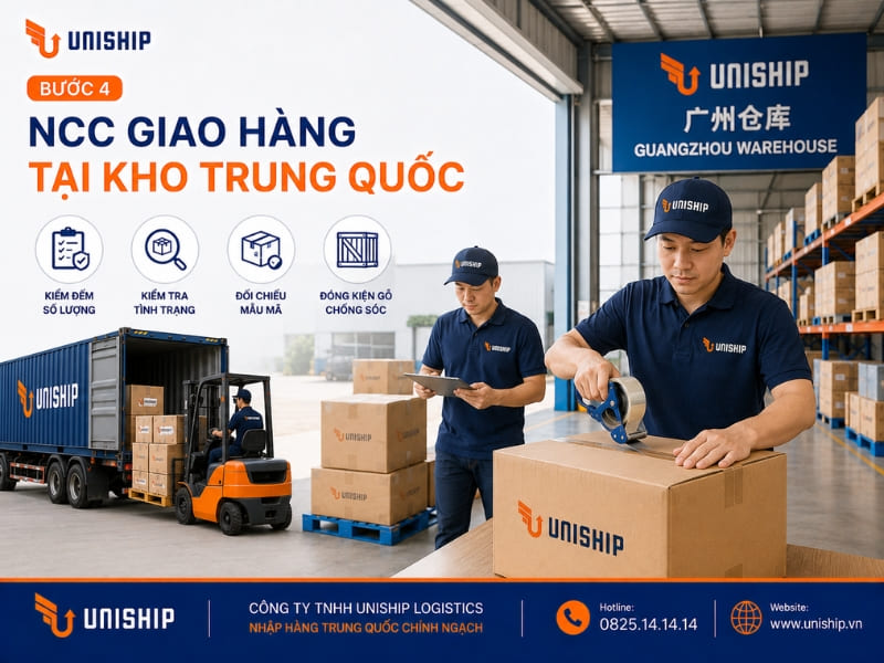 Bước 4: NCC giao hàng tại kho Trung Quốc