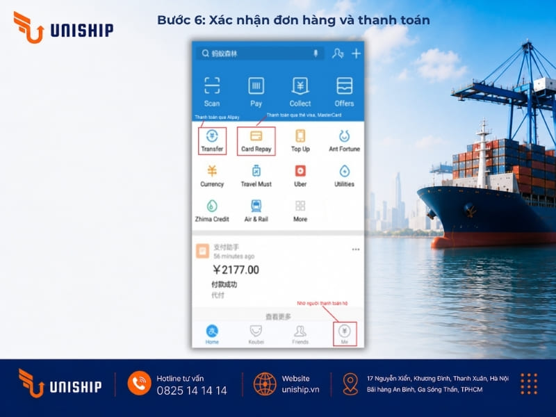 Bước 6: Xác nhận đơn hàng và thanh toán