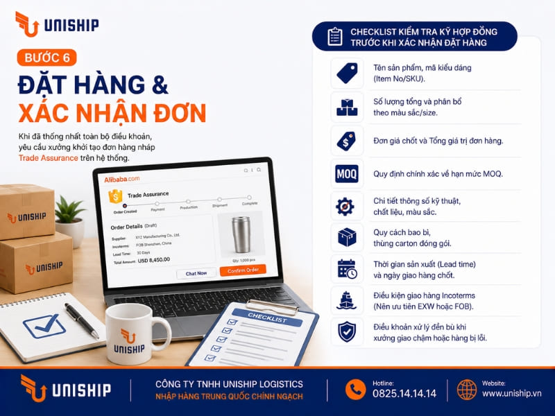 Bước 6: Đặt hàng và xác nhận đơn