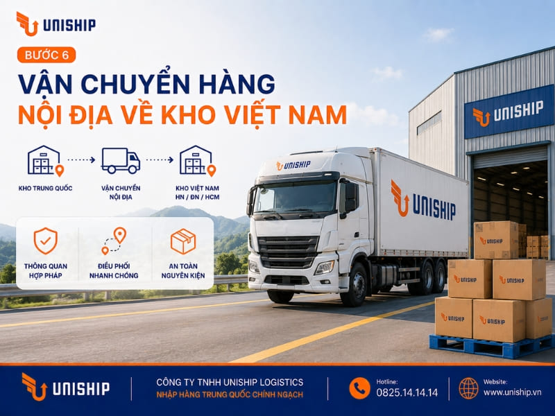 Bước 6: Vận chuyển hàng nội địa về kho Việt Nam