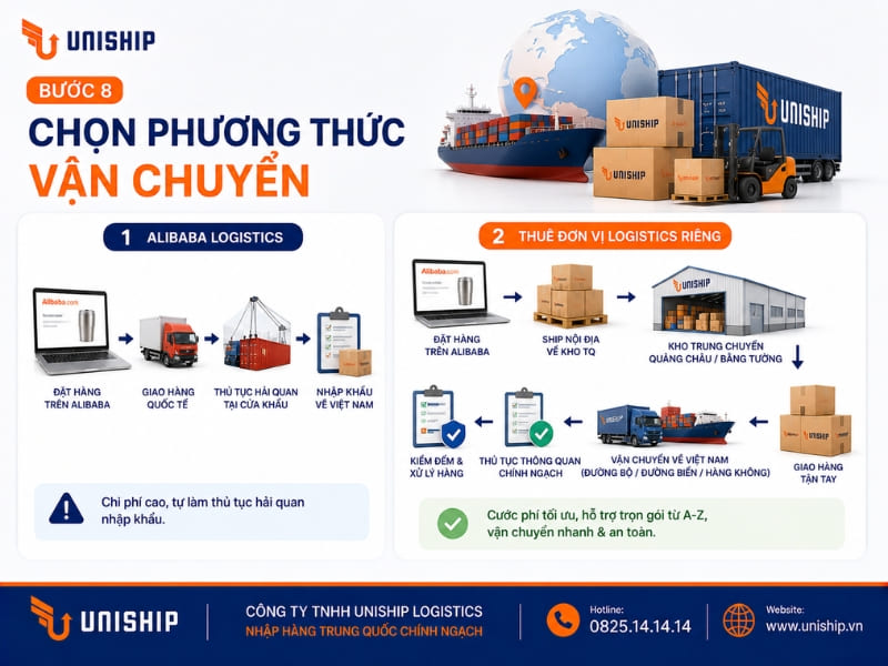 Bước 8: Chọn phương thức vận chuyển