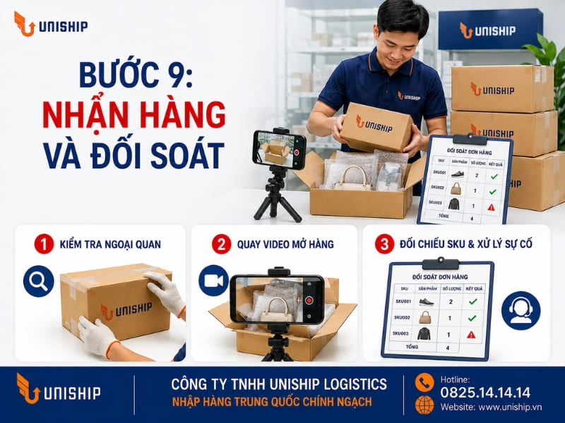 Bước 9: Nhận hàng và đối soát