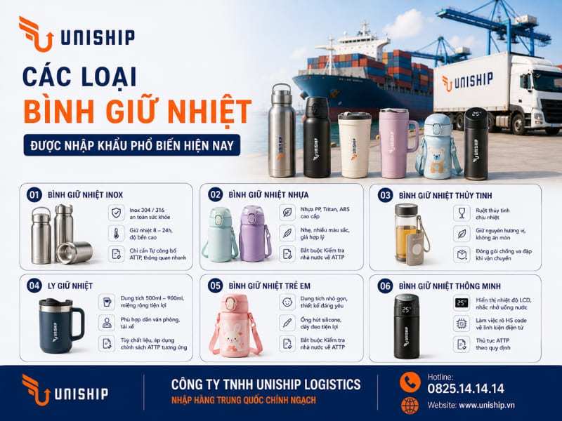 Các loại bình giữ nhiệt được nhập khẩu phổ biến hiện nay