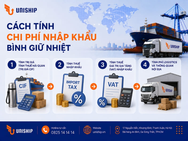 Cách tính chi phí nhập khẩu bình giữ nhiệt