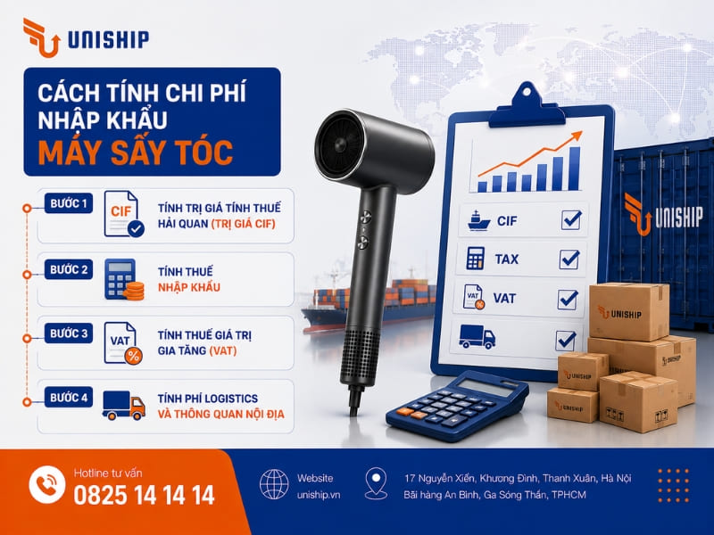Cách tính chi phí nhập khẩu máy sấy tóc