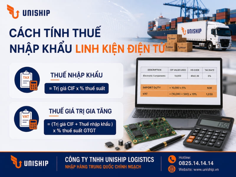 Cách tính thuế nhập khẩu linh kiện điện tử