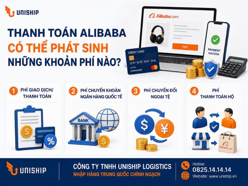 Thanh toán Alibaba có thể phát sinh những khoản phí nào?