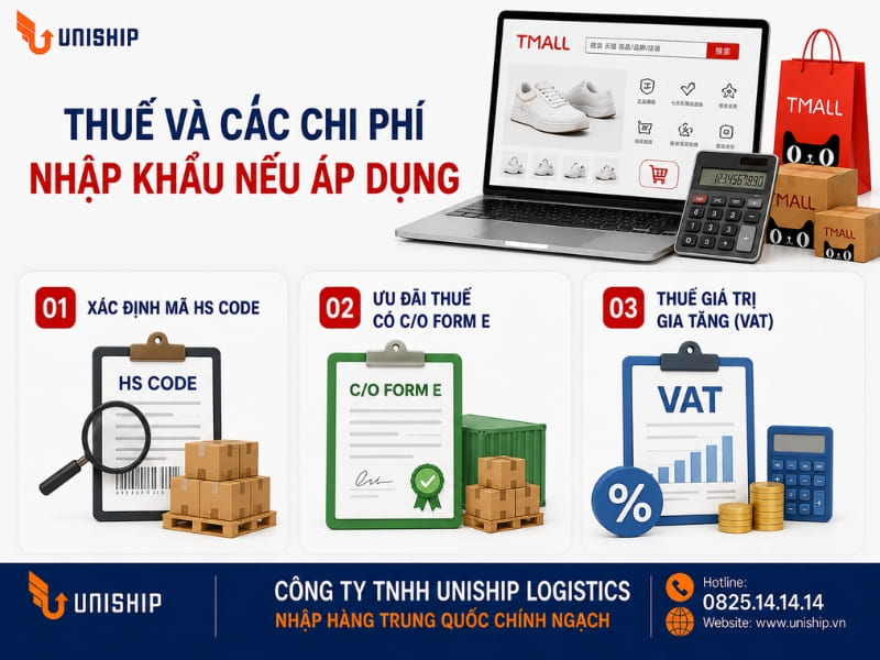 Thuế và các chi phí nhập khẩu nếu áp dụng