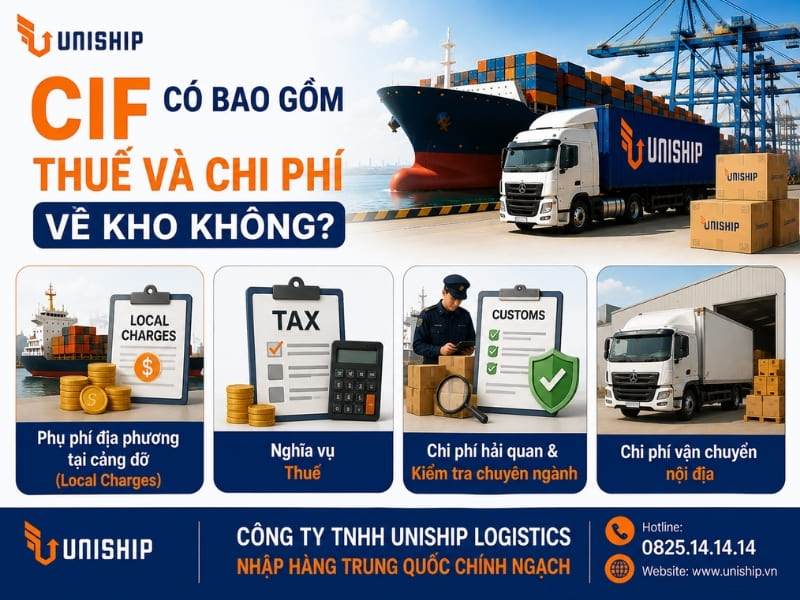 CIF có bao gồm thuế và chi phí về kho không?