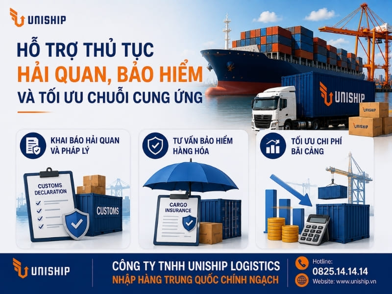 Hỗ trợ thủ tục Hải quan, bảo hiểm và tối ưu chuỗi cung ứng