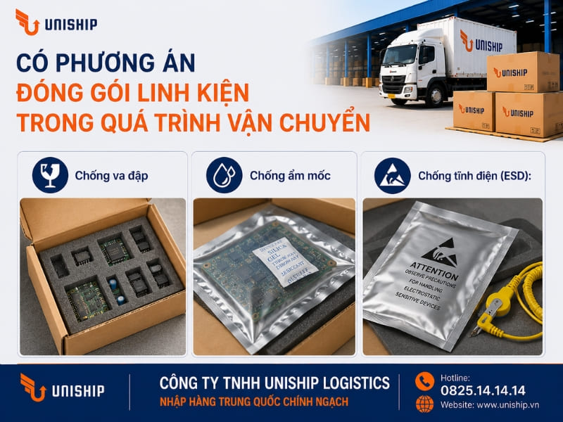 Có phương án đóng gói linh kiện trong quá trình vận chuyển