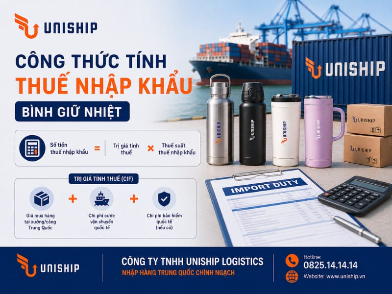 Cách tính thuế nhập khẩu và VAT bình giữ nhiệt