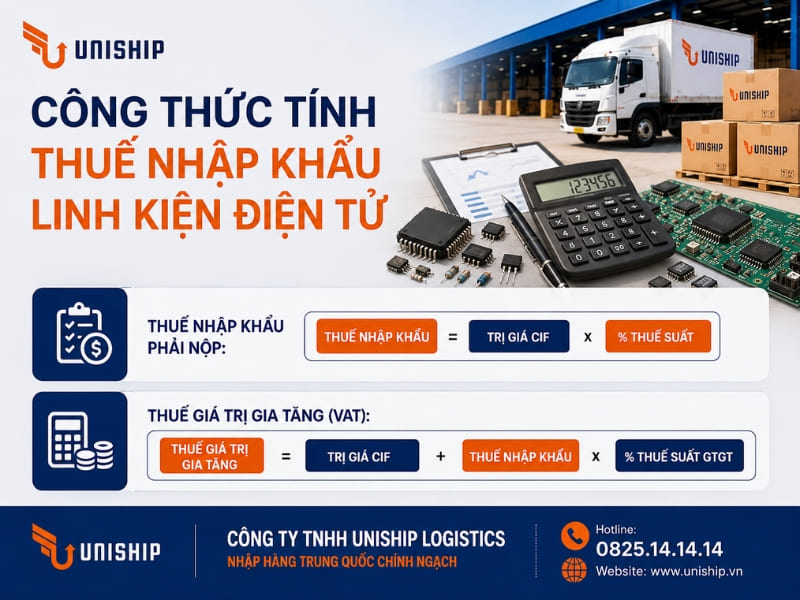Công thức tính thuế nhập khẩu linh kiện điện tử