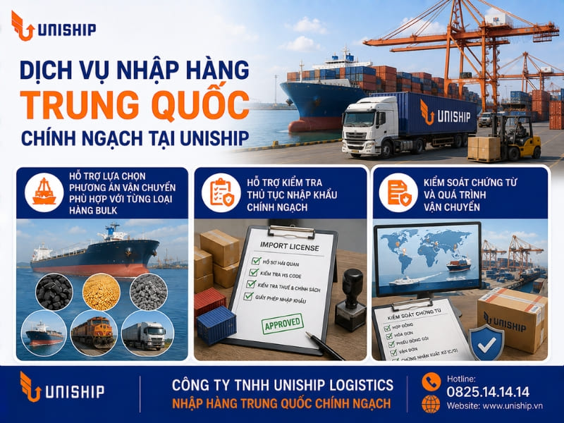 Dịch vụ nhập hàng Trung Quốc chính ngạch tại Uniship