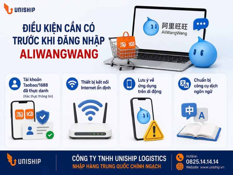 Điều kiện cần có trước khi đăng nhập AliWangWang