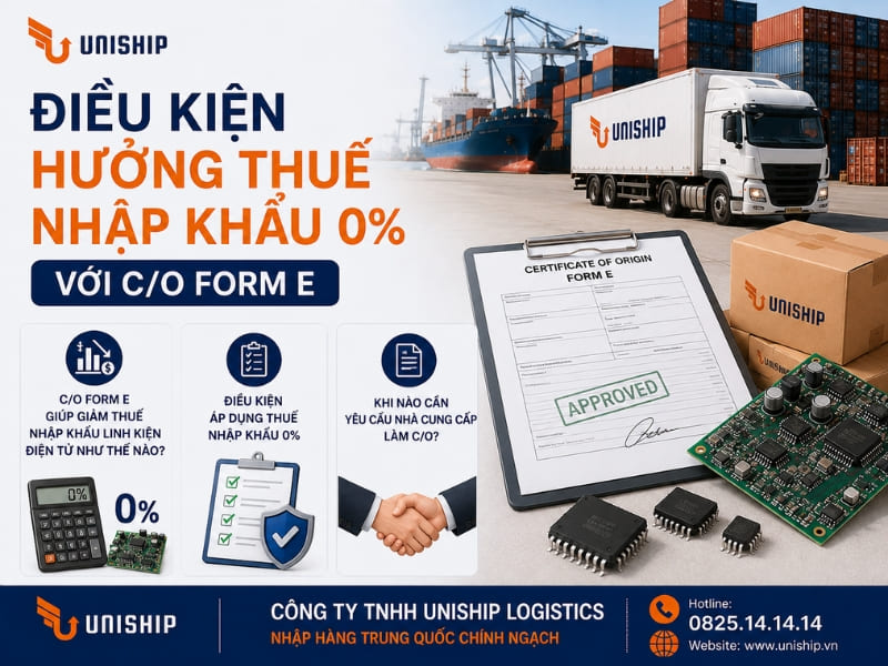 Điều kiện hưởng thuế nhập khẩu 0% với C/O Form E