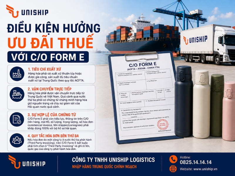 Điều kiện hưởng ưu đãi thuế với C/O Form E