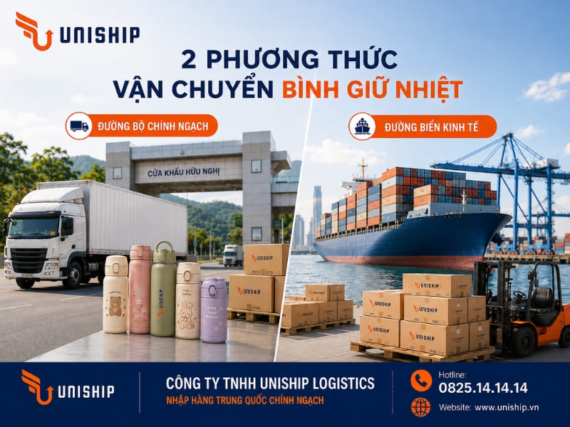 Hai phương thức vận chuyển bình giữ nhiệt phổ biến tại Uniship