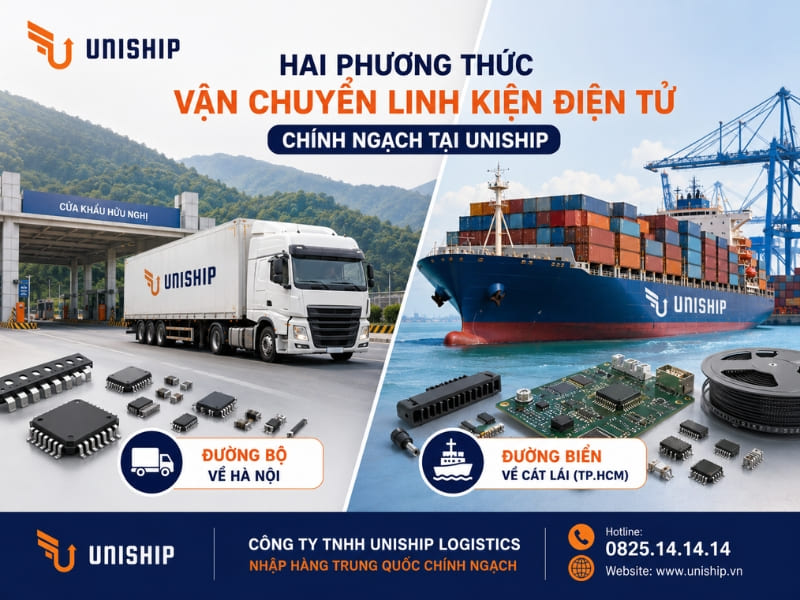 Hai phương thức vận chuyển linh kiện điện tử chính ngạch tại Uniship
