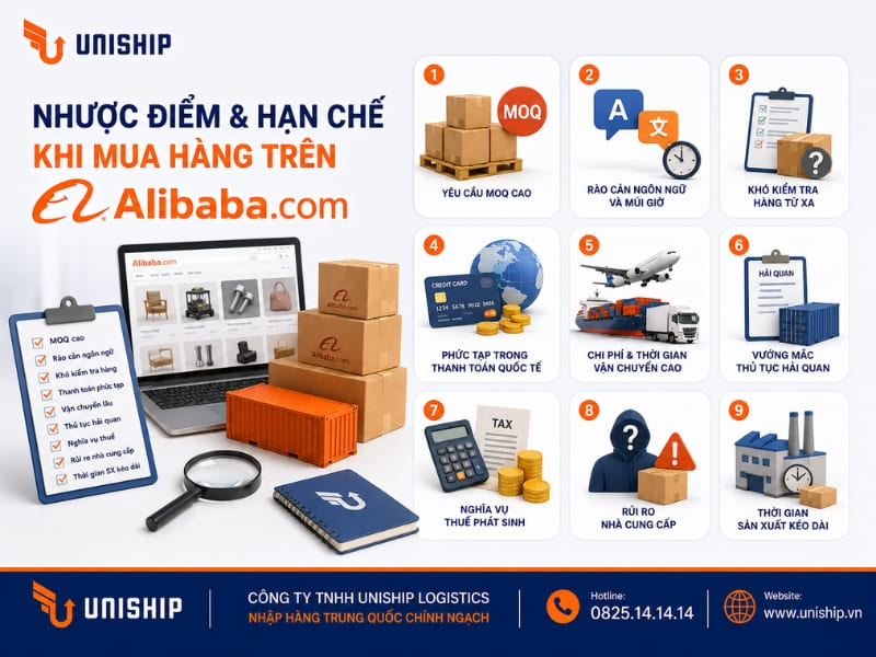 Hạn chế khi mua hàng trên Alibaba