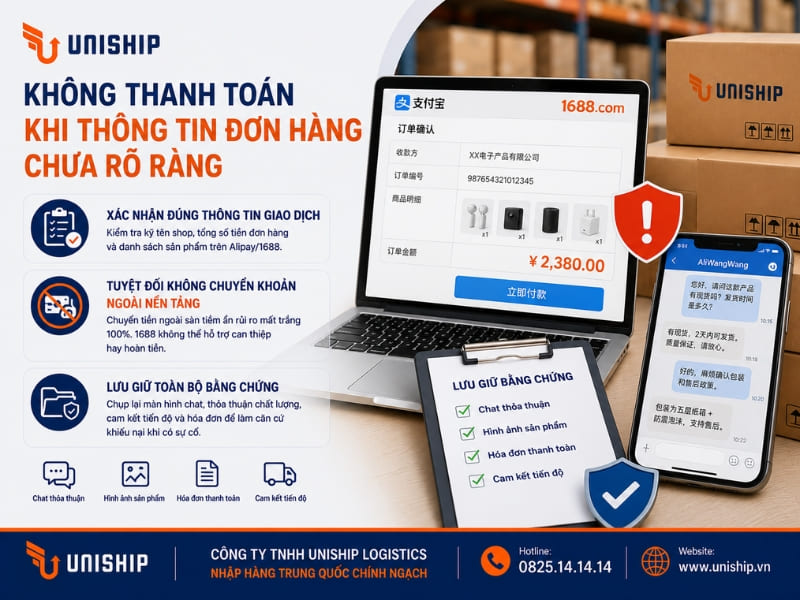 Không thanh toán khi thông tin đơn hàng chưa rõ ràng