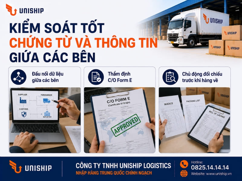 Kiểm soát tốt chứng từ và thông tin giữa các bên