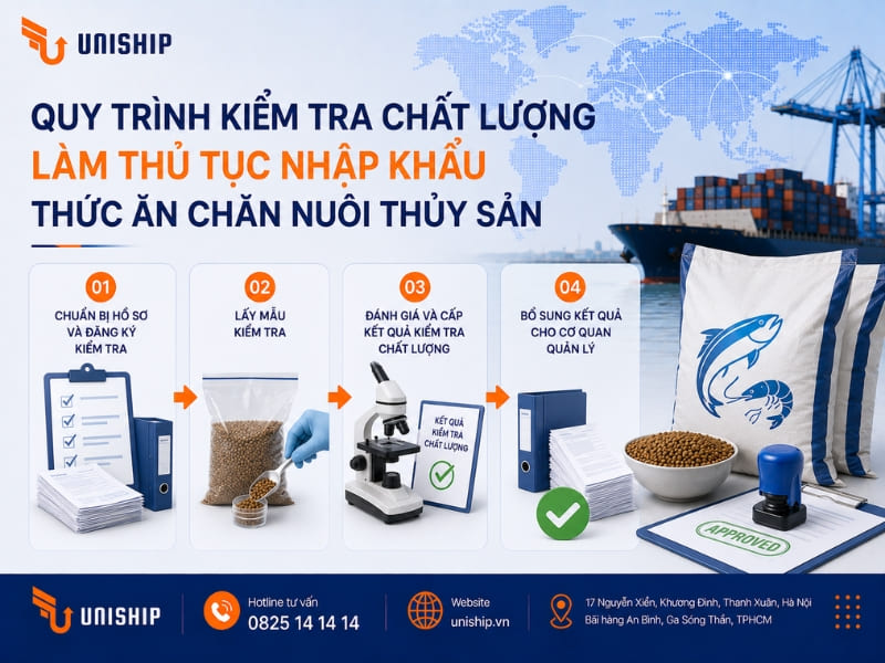 Quy trình kiểm tra chất lượng làm thủ tục nhập khẩu thức ăn chăn nuôi thủy sản