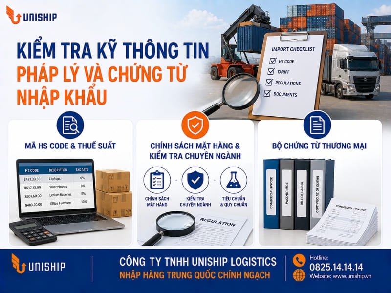 Kiểm tra kỹ thông tin pháp lý và chứng từ nhập khẩu