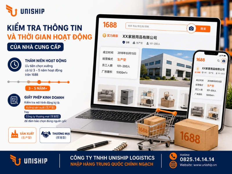 Kiểm tra thông tin và thời gian hoạt động của nhà cung cấp