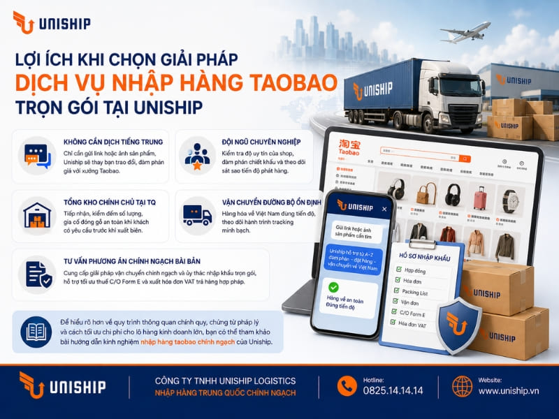 Lợi ích khi chọn giải pháp dịch vụ nhập hàng TAOBAO trọn gói tại Uniship