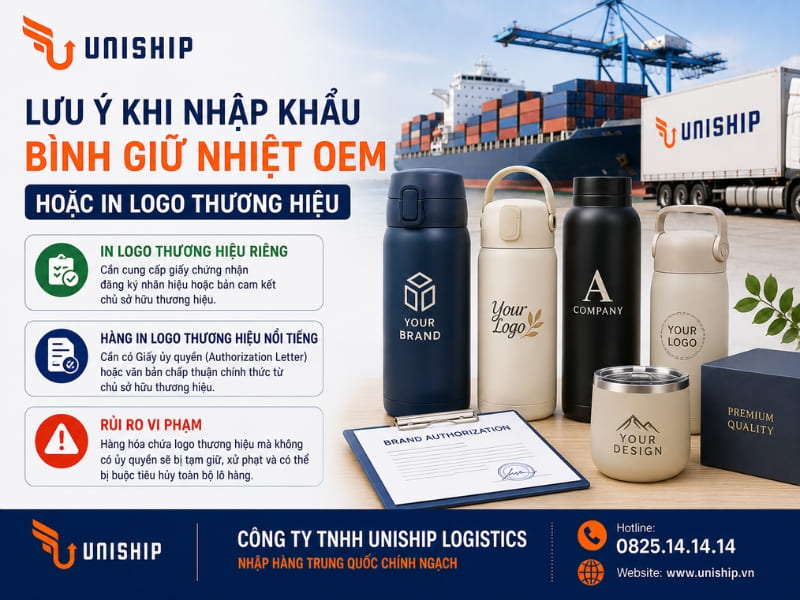 Lưu ý Nhập khẩu bình giữ nhiệt OEM hoặc in logo thương hiệu