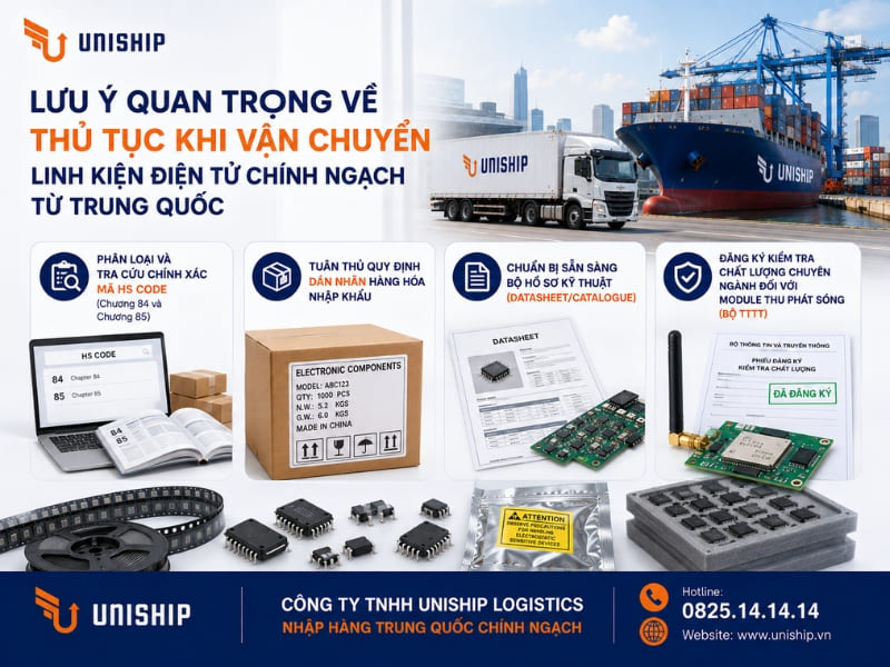 Lưu ý quan trọng về thủ tục khi vận chuyển linh kiện điện tử chính ngạch từ Trung Quốc