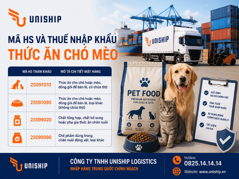 Mã HS Code và thuế nhập khẩu thức ăn chó mèo