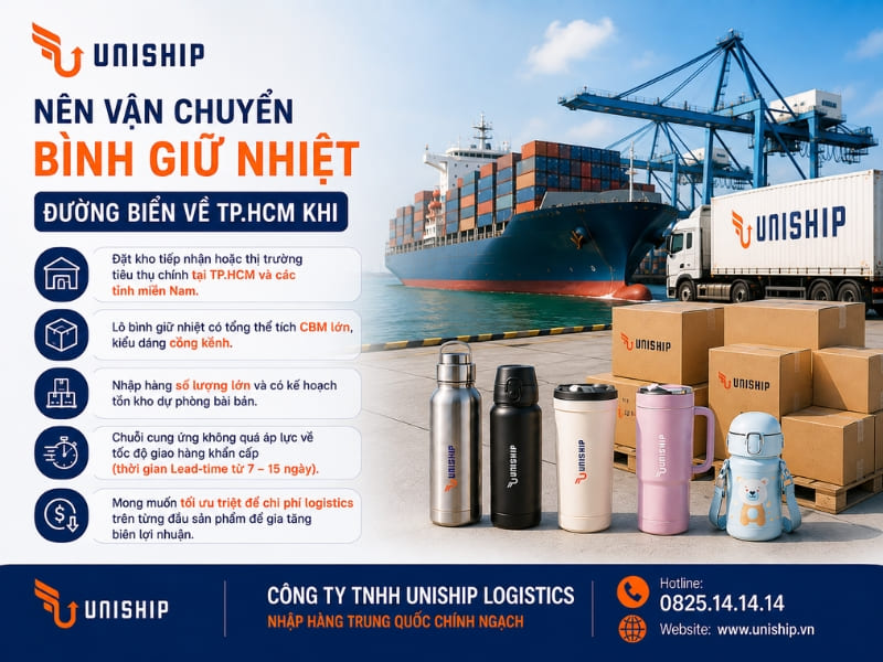 nên vận chuyển bình giữ nhiệt đường biển về TP.HCM khi