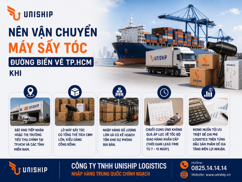Khi nào nên vận chuyển máy sấy tóc đường biển về TP.HCM
