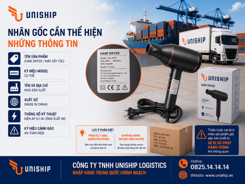 Nhãn gốc thể hiện những thông tin