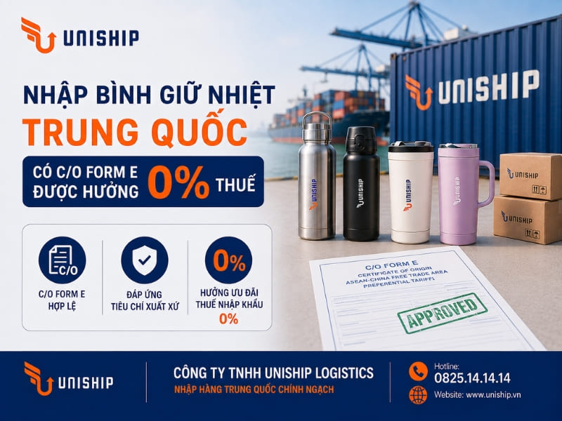 Những loại thuế được hưởng khi nhập bình giữ nhiệt Trung Quốc có C/O Form E