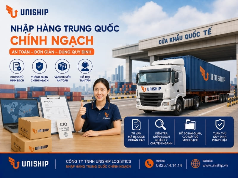 Nhập hàng Trung Quốc chính ngạch an toàn, đơn giản, đúng quy định cùng UniShip