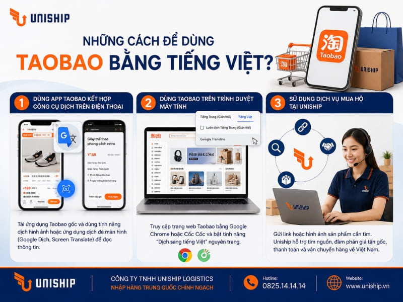 những cách nào để dùng Taobao bằng tiếng Việt