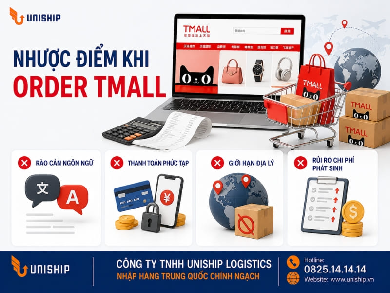Nhược điểm khi Order Tmall