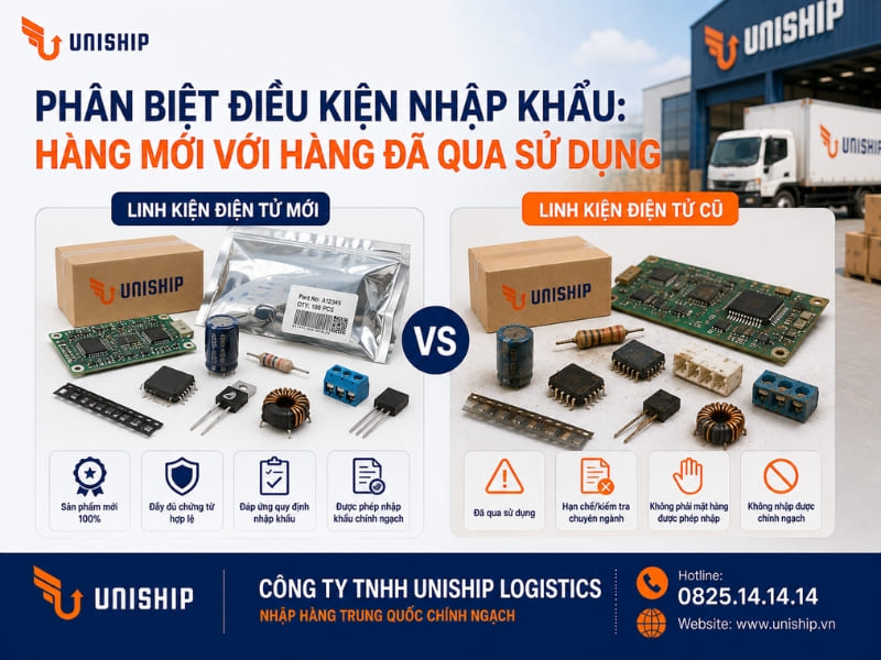 Phân biệt điều kiện trong thủ tục nhập khẩu linh kiện điện tử: Hàng mới với hàng đã qua sử dụng