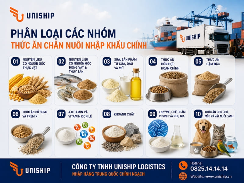 Phân loại các nhóm thức ăn chăn nuôi nhập khẩu chính