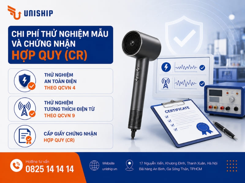 Chi phí thử nghiệm mẫu và chứng nhận hợp quy
