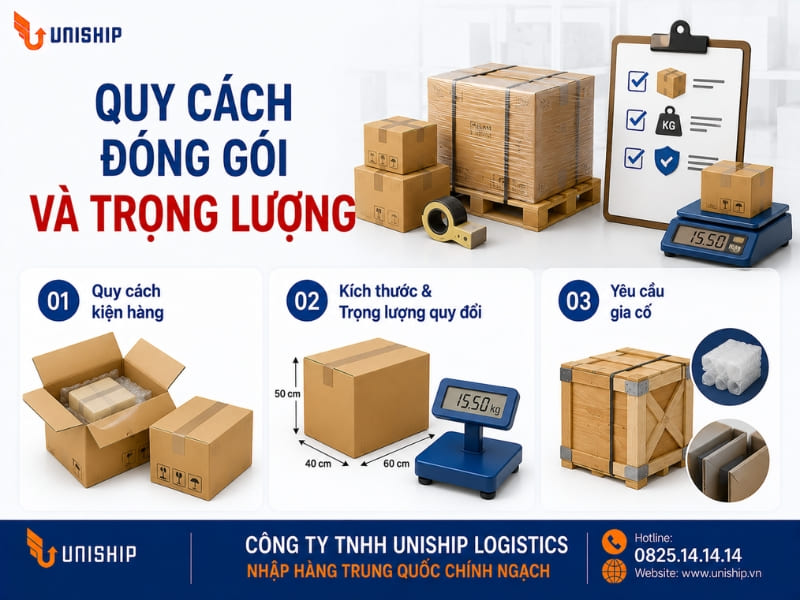 Quy cách đóng gói và trọng lượng