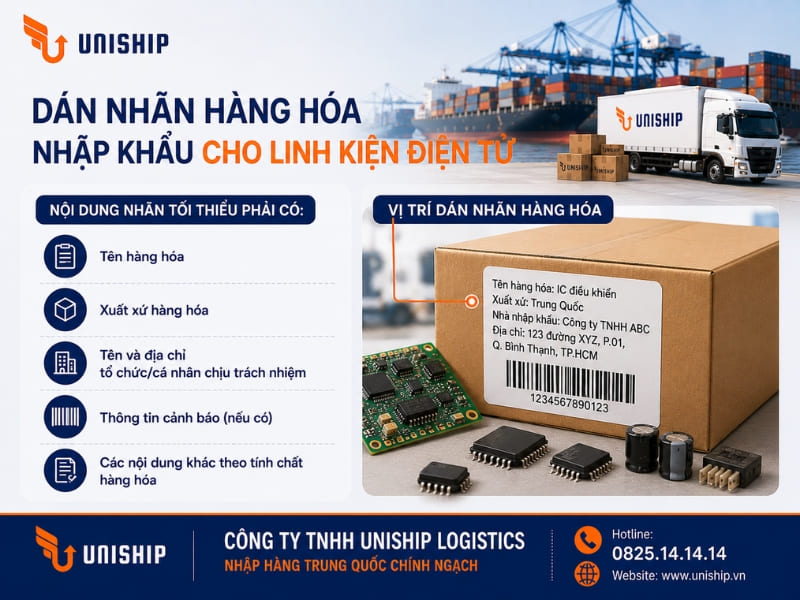 Dán nhãn hàng hóa nhập khẩu cho linh kiện điện tử