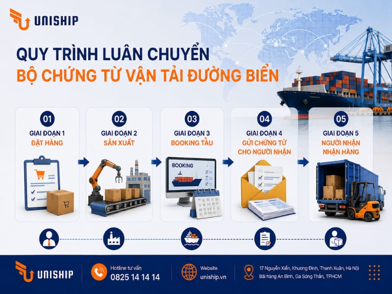 Quy trình luân chuyển bộ chứng từ vận tải đường biển