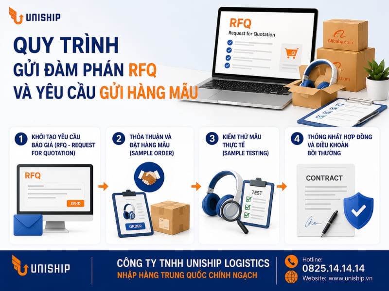 Quy trình gửi đàm phán RFQ và yêu cầu gửi hàng mẫu