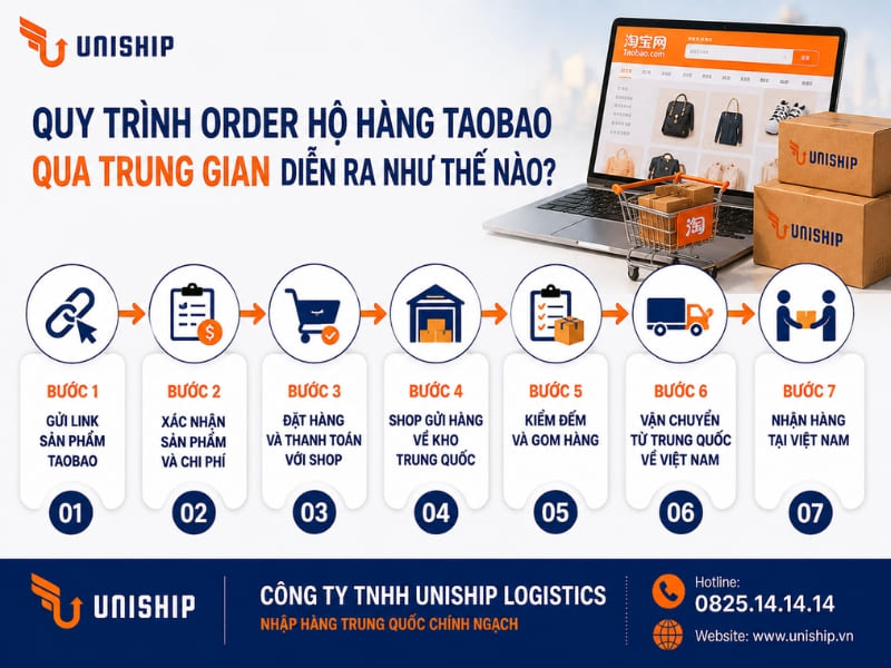 Quy trình order hộ hàng Taobao qua trung gian