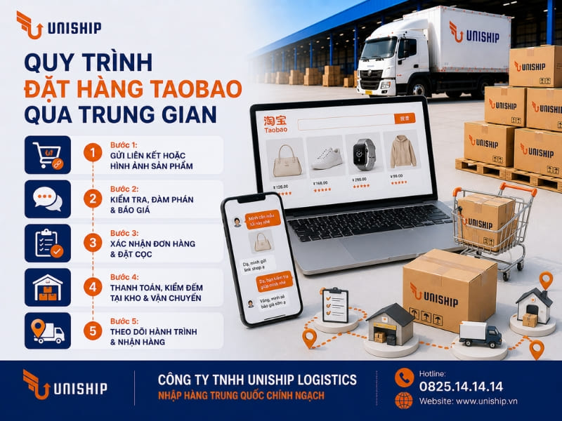 Quy trình đặt hàng Taobao qua trung gian